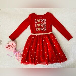 Toddler Girl 5T Cat & Jack Red and Gold Heart Tutu Dress + Small Heart Piñata